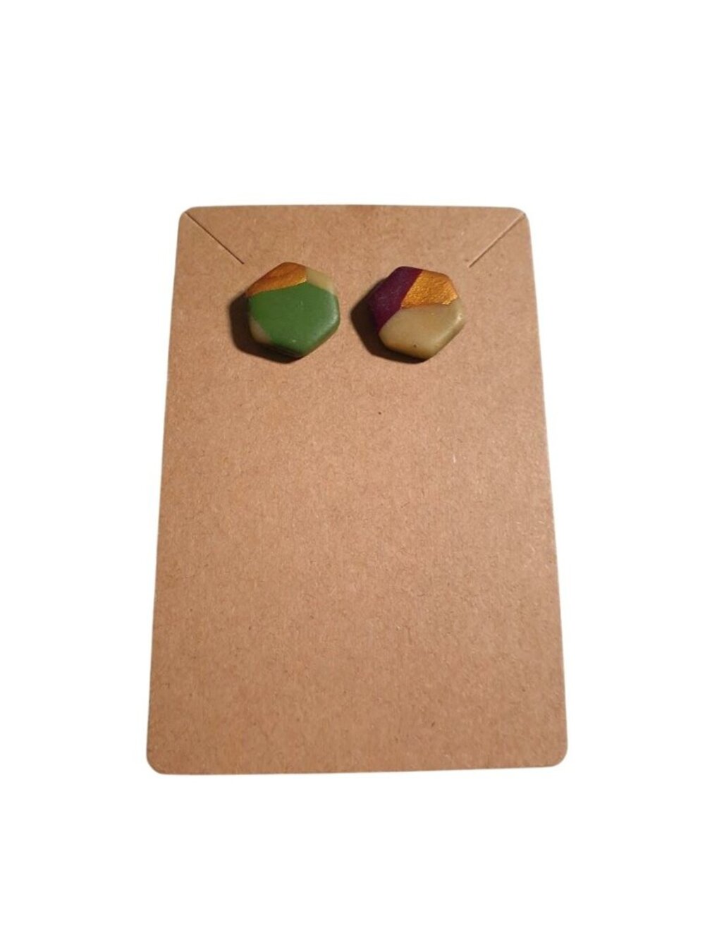 Handmade Geometric Multicolor Clay Hexagon Stud Earrings Stylish Unique Jewelry